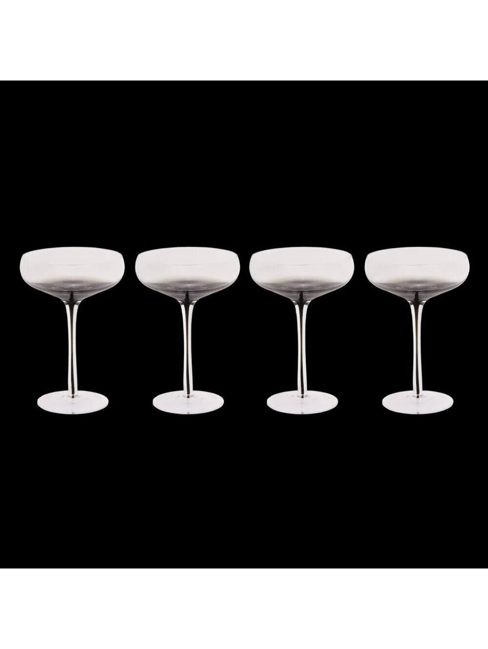 Set of 4 - Hotel Collection Smoke Stem Coupe Cocktail Glasses